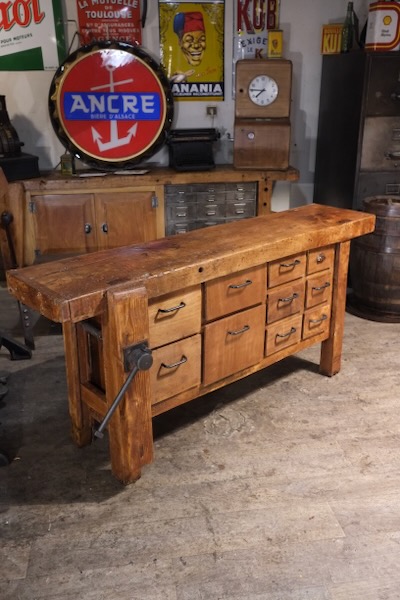 meuble de metier ancien atelier en bois massif